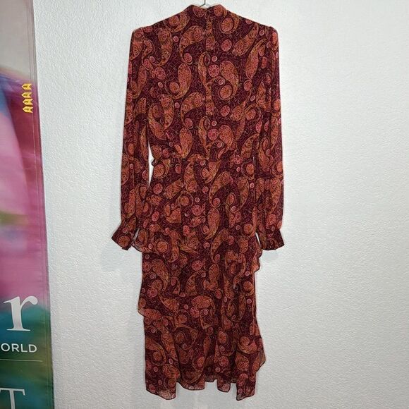 NWT Saloni Isa Ruffle Dress in Ruby Paisley Size 2 Revolve - Picture 7 of 14